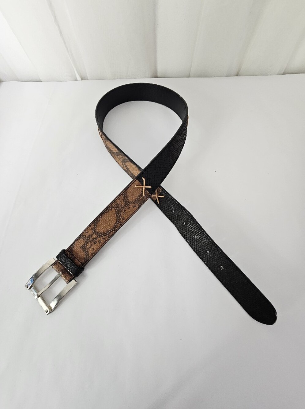 Verri Italy Vintage Genuine Python Snakeskin Leather Belt Black Brown